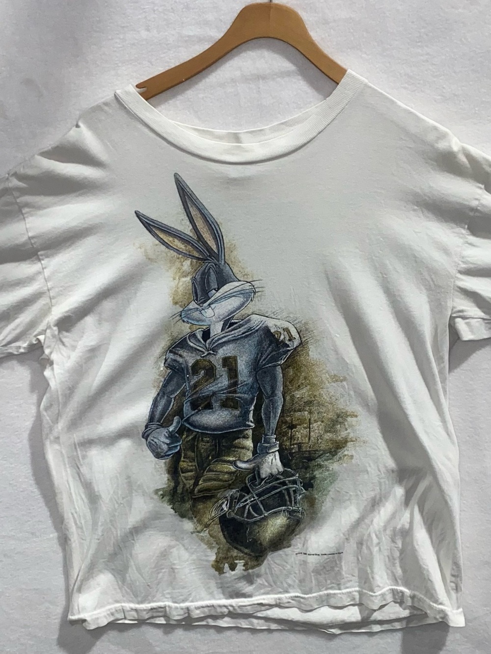 Vintage Warner Bros. White Bugs Bunny Football Graphic Tee